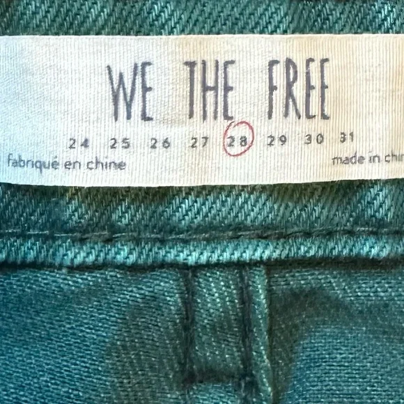 Free People Zip It Up Distressed Raw Hem Green Cotton Denim Mini Skirt Size 28/6 - Picture 7 of 8